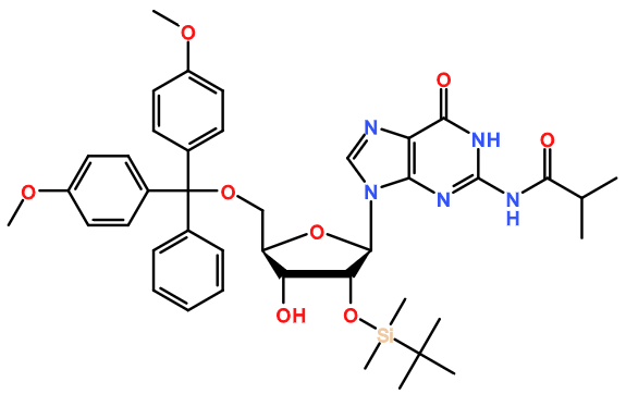(image for) MC080614 5'-O-(4,4'-Dimethoxytrityl)-2'-O-(tertbutyldimethylsilyl)-N-isobutyryl-guanosine